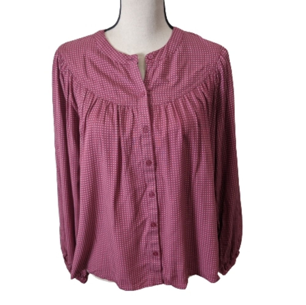 🌟 A New Day Red White Polkadot Balloon Sleeve Blouse